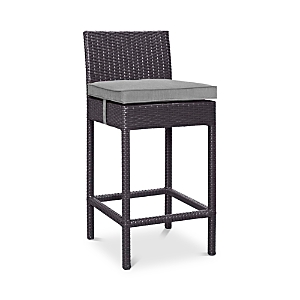 Modway Outdoor Convene Outdoor Patio Upholstered Fabric Bar Stool In Espresso Gray