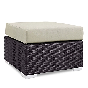 Modway Convene Outdoor Patio Square Ottoman In Espresso Beige