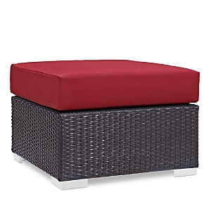 Modway Outdoor Convene Outdoor Patio Fabric Square Ottoman In Espresso Red