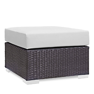 Modway Outdoor Convene Outdoor Patio Fabric Square Ottoman In Espresso White