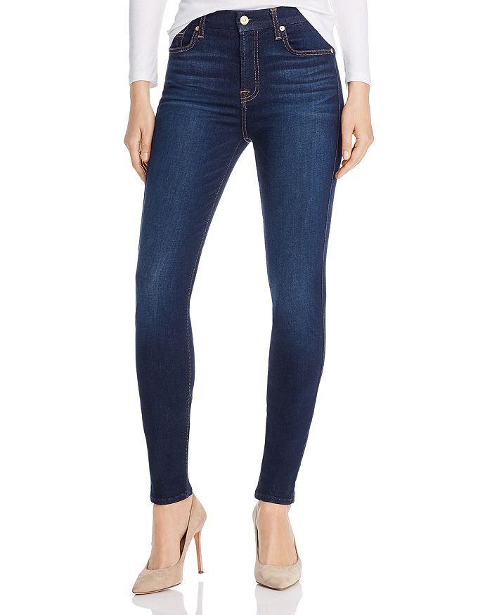 7 For All Mankind Womens Slim Illusion Luxe Slim Illusion Super-skinny High-rise Jeans In Slim Illiusion Luxe Tried & True