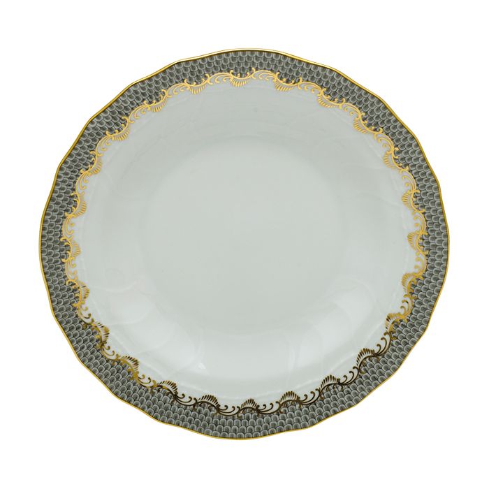 Shop Herend Fishscale Soup Plate In Gray