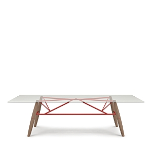 Huppe Connection 98 Glass Top Dining Table In Natural Walnut / Charcoal
