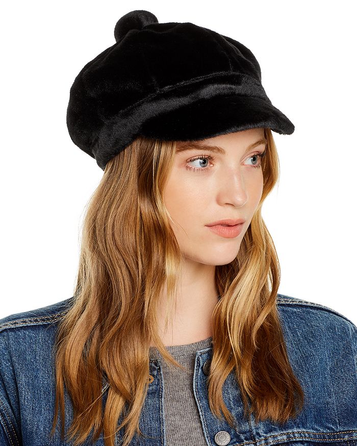 August Hat Company Faux Fur Newsboy Hat In Black