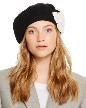 Helene Berman Floral-Appliqué Beret | Bloomingdale's