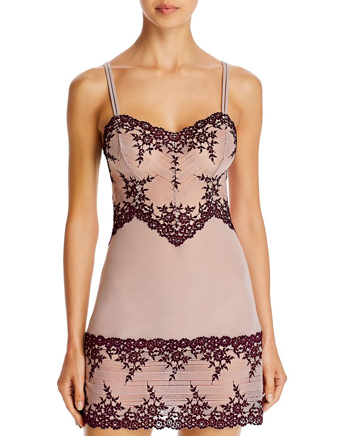 Wacoal Embrace Lace Sheer Chemise Lingerie Nightgown 814191 In Wild  Wind/egret