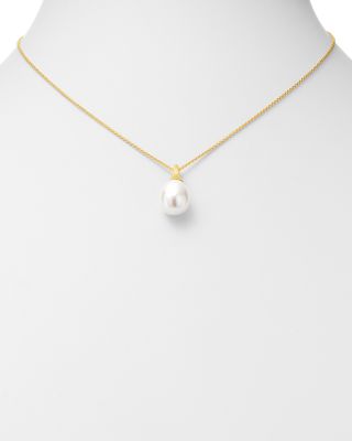 18K Yellow Gold Africa Cultured Freshwater Pearl Pendant Necklace, 16.75"