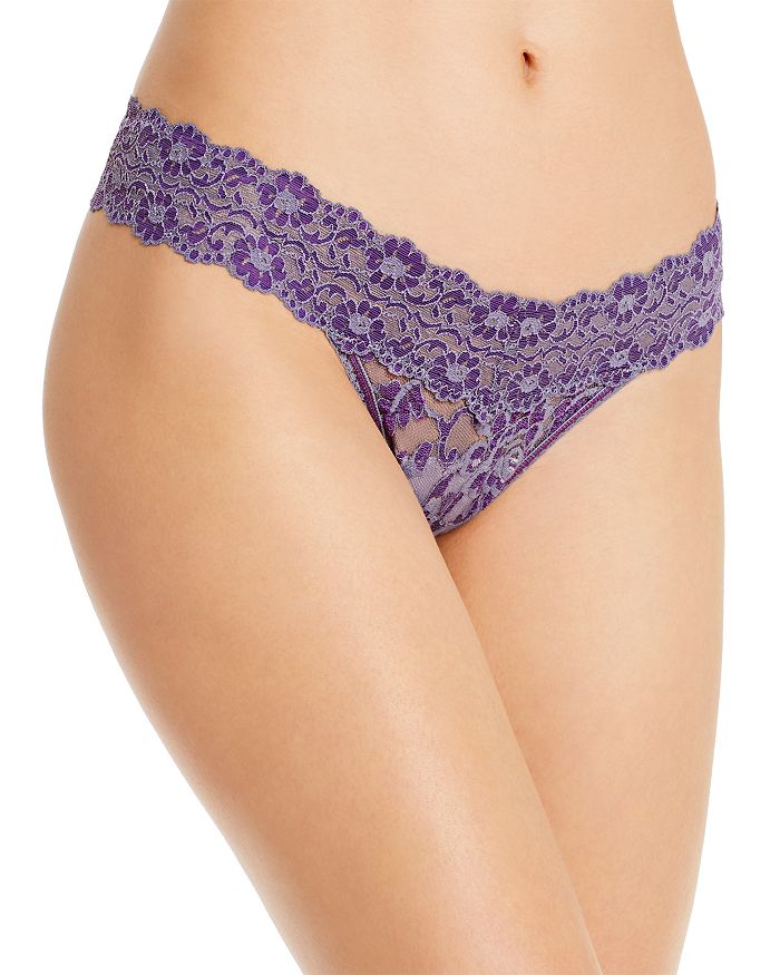 Hanky Panky Cross-dyed Signature Lace Low-rise Thong In Folkstone/purple