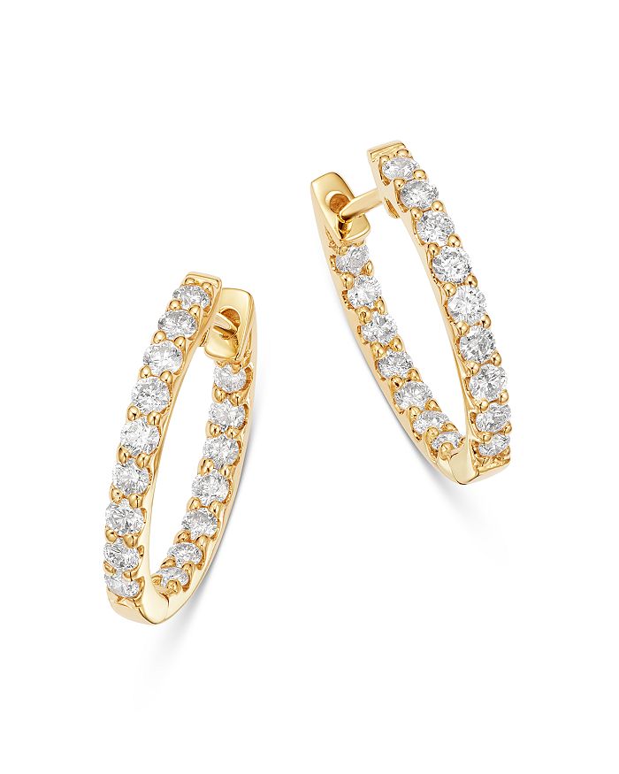 Bloomingdale's Diamond Inside-out Oval Hoop Earrings In 14k Yellow Gold, 1.0 Ct. T.w. - 100% Exclusive In White/gold