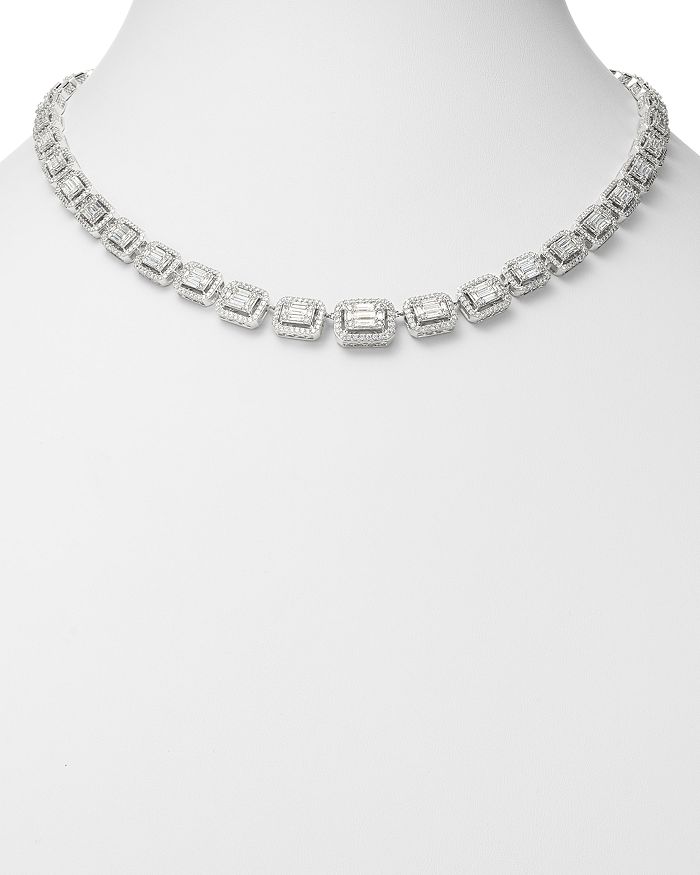 Shop Bloomingdale's Diamond Mosaic Statement Necklace In 14k White Gold, 10.0 Ct. T.w. - 100% Exclusive
