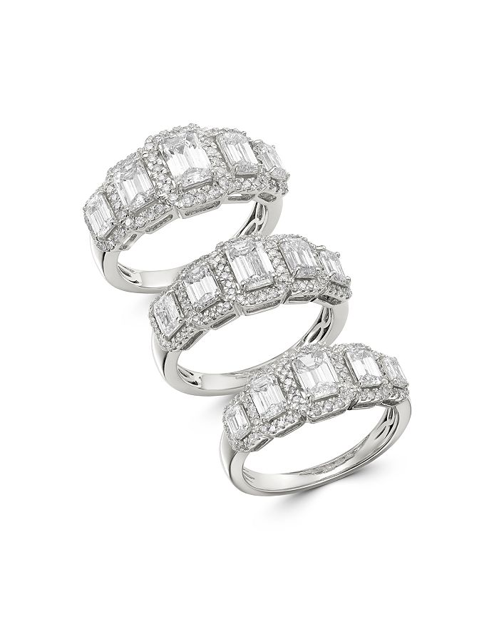 Bloomingdale S Emerald Cut Diamond 5 Stone Ring In 14k White Gold