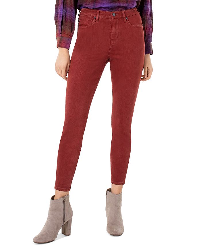 Cherry red skinny jeans