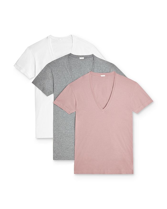 2(x)ist Men's 3-pack Slim T-shirts With Deep V Neck In Woodrose/gray