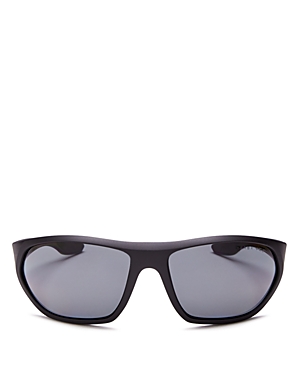 Prada Men's Adam Shield Sunglasses, 67mm In Black Rubber / Clear