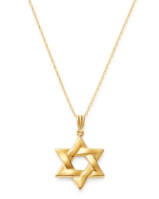 Star of David Pendant Necklace in 14K Yellow Gold, 18" 