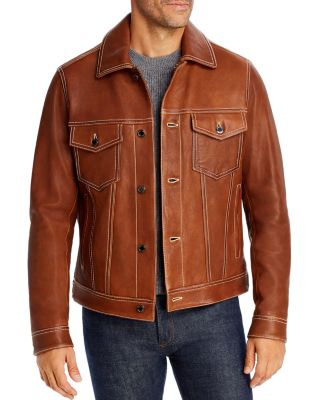 michael kors leather trucker jacket