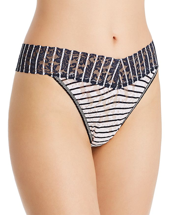 Hanky Panky Original-rise Printed Lace Thong In Insite Out