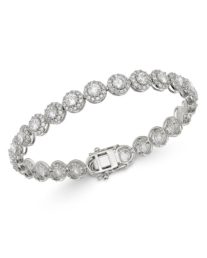 Bloomingdale's Diamond Halo Tennis Bracelet In 14k White Gold, 8.0 Ct. T.w. - 100% Exclusive