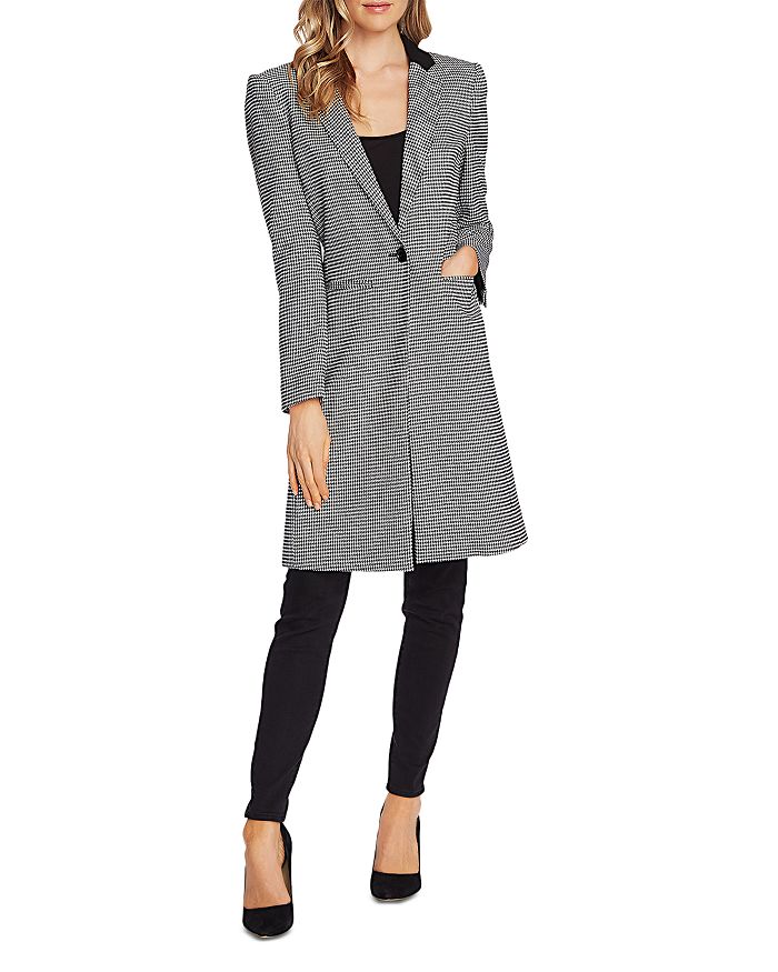 VINCE CAMUTO HOUNDSTOOTH NOTCH-COLLAR COAT,9159511