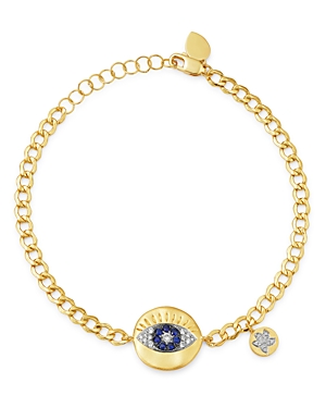 Meira T 14K Yellow Gold Evil Eye Disc Bracelet with Diamonds & Sapphires