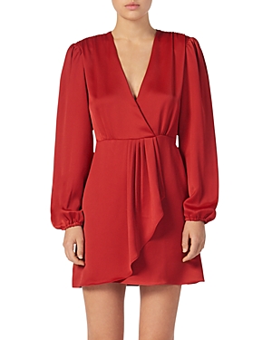 Sandro Leana Faux-Wrap Mini Dress In Red | ModeSens