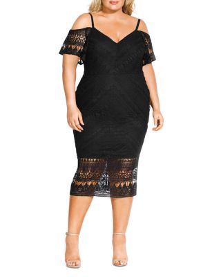 City Chic Plus Impression Lace Off the Shoulder Dress Bloomingdale s