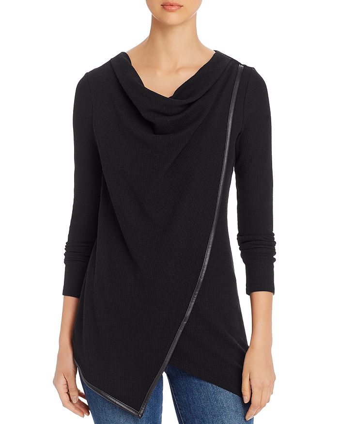 Marc New York Cowl Neck Waffle-Knit Top | Bloomingdale's