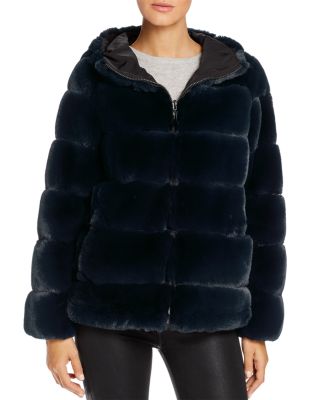 reversible fur jacket with hood