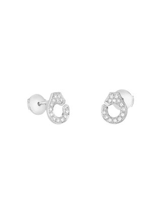 Dinh Van - 18K White Gold Menottes Diamond Stud Earrings