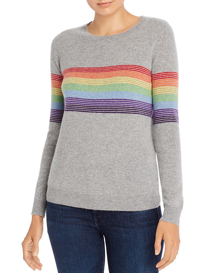 Madeleine Thompson Humbert Rainbow-Striped Lightweight Cashmere Sweater ...