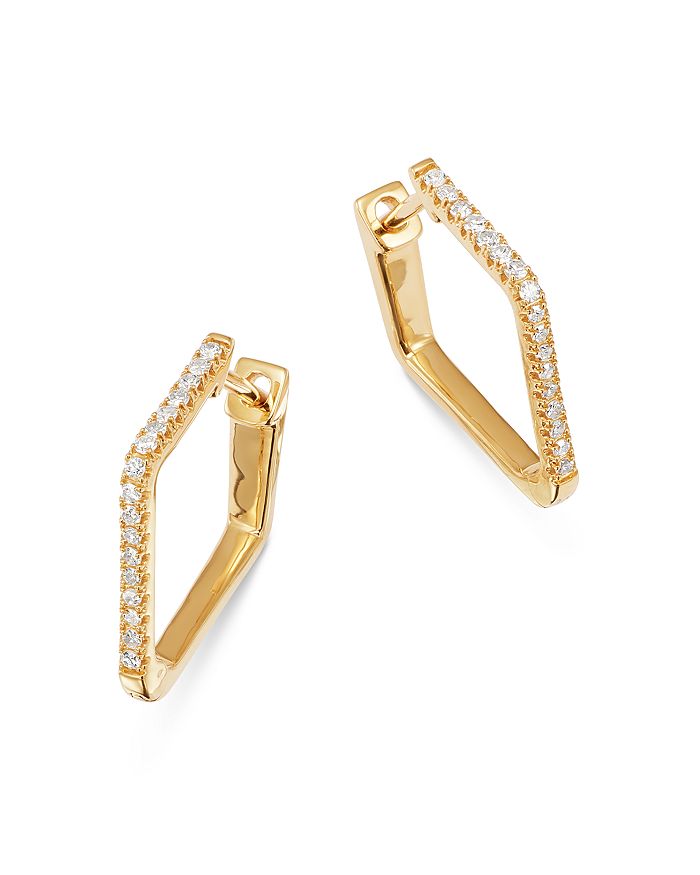 Bloomingdale's Diamond Pentagon Hoop Earrings In 14k Yellow Gold, 0.15 Ct. T.w. - 100% Exclusive In White/gold