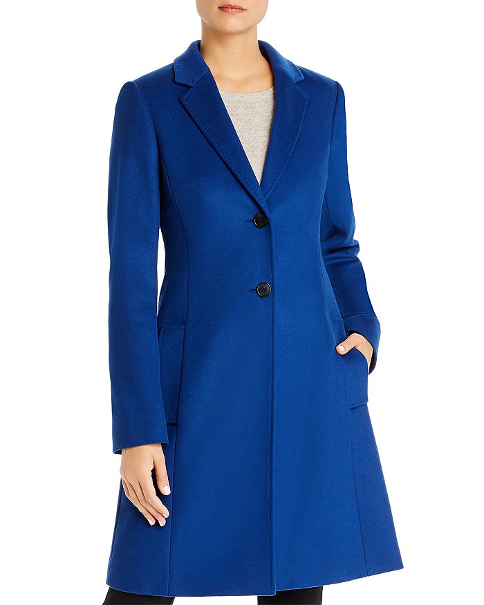 Hugo Boss Cavinela Virgin Wool Cashmere Coat In Blue |