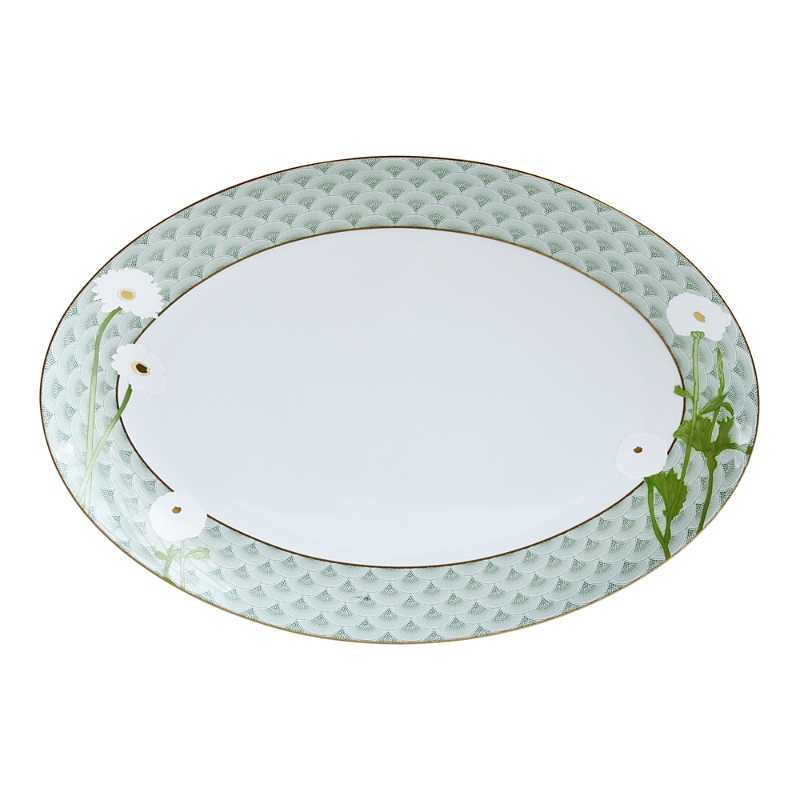 Bernardaud Priana Oval Platter, 15" In Green