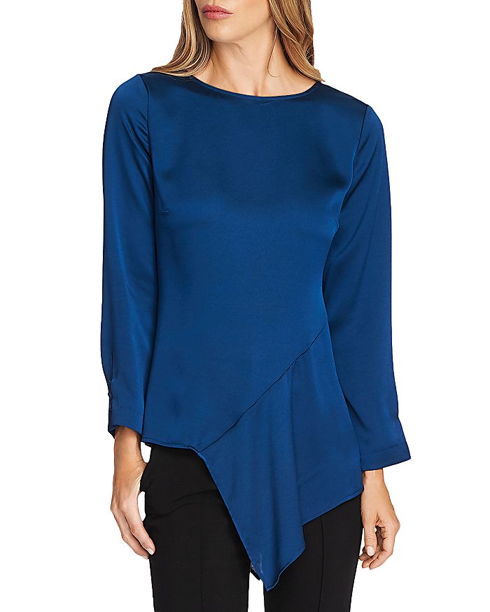 Vince Camuto Hammered Satin Blouse - 100% Exclusive In Deacon Blue