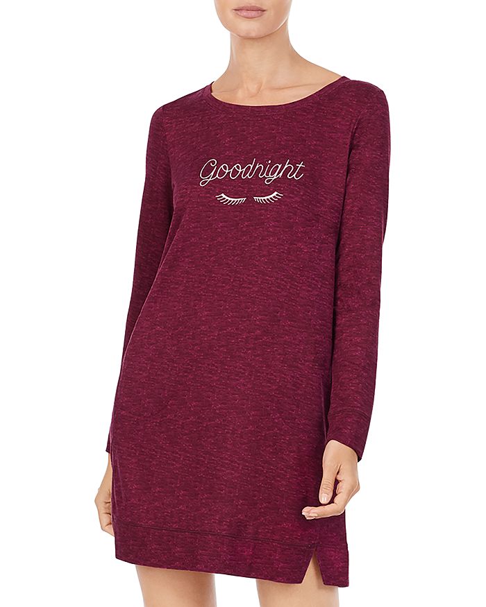 Kate Spade Wink Sweater-knit Sleepshirt In Plum