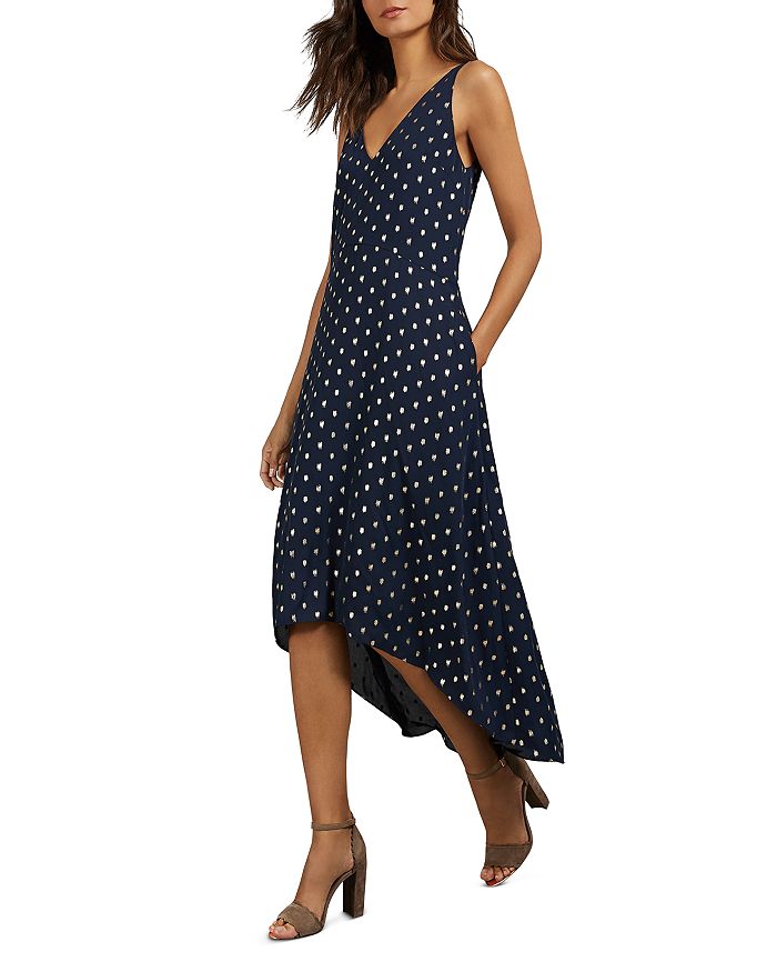 Warehouse black metallic deals spot midi dress