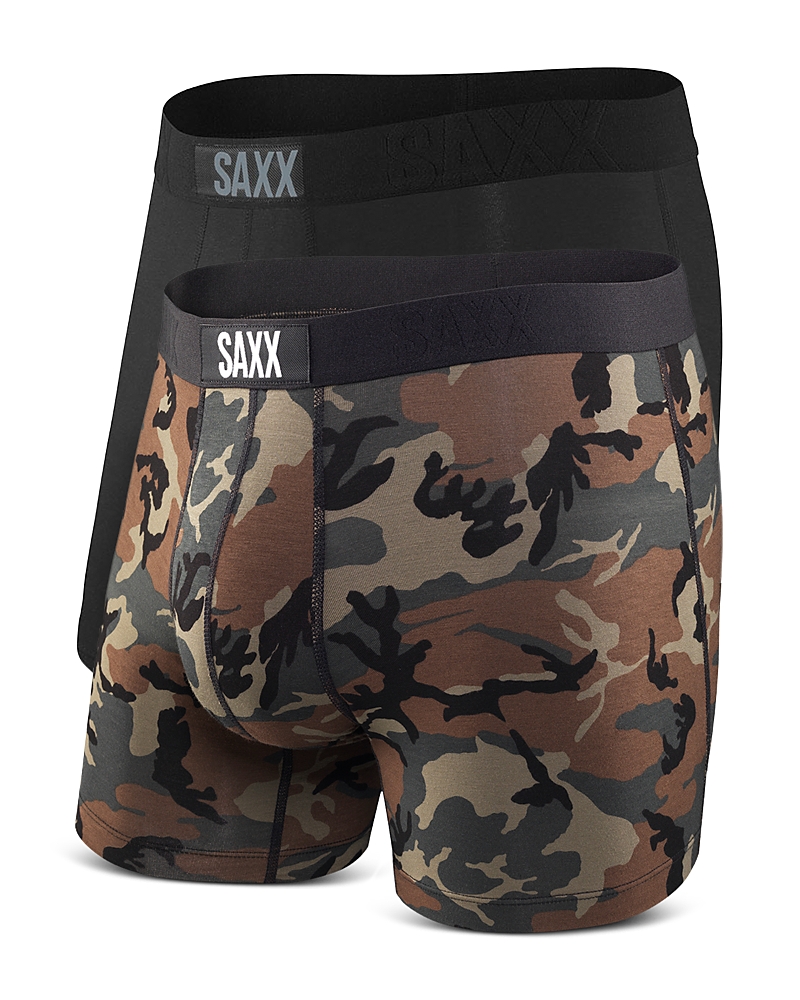Saxx Vibe Super Soft Slim Fit Boxer Briefs In Black/wood