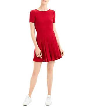 THEORY SHORT-SLEEVE PLEATED DRESS,J0716712