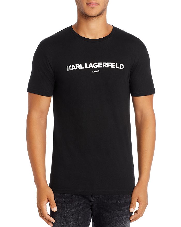 Karl Lagerfeld Paris Block Logo Short-Sleeve T-Shirt, Mens, M, Black