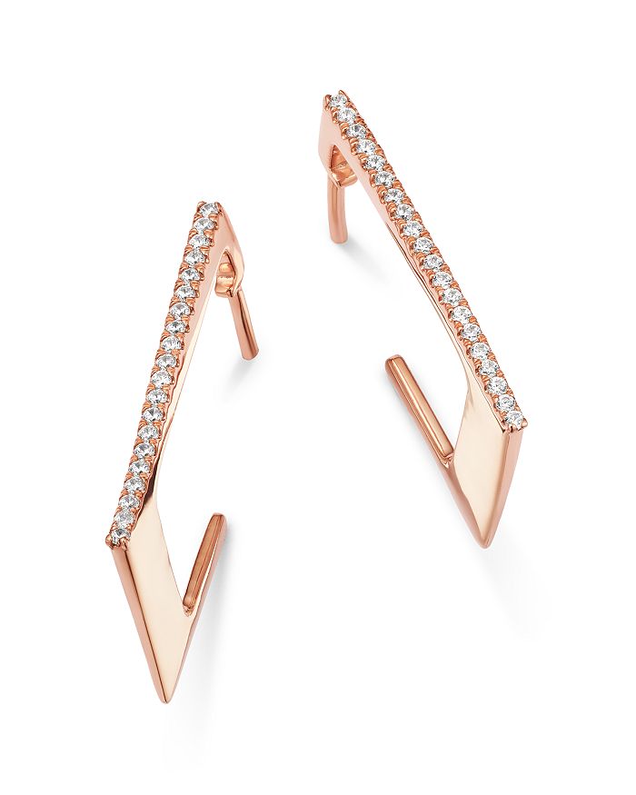Bloomingdale's - Diamond Rectangular Hoop Earrings in 14K Rose Gold, 0.10 ct. t.w. - 100% Exclusive