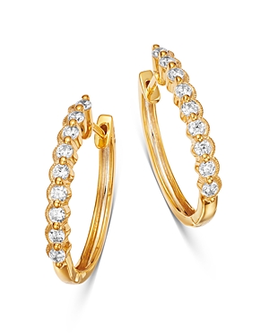 Bloomingdale's Diamond Milgrain Oval Hoop Earrings in 14K Yellow Gold, 0.50 ct. t.w. - 100% Exclusiv