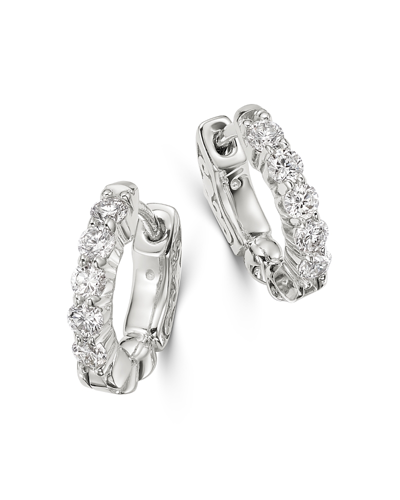 Bloomingdale's Fine Collection Diamond Huggie Hoop Earrings in 14K White Gold, 0.50 tcw