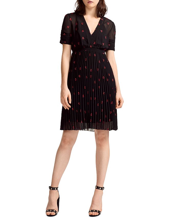 maje embroidered pleated dress Ciao Lucia Black Embroidered Mariella Midi Dress Black / XL main image 1