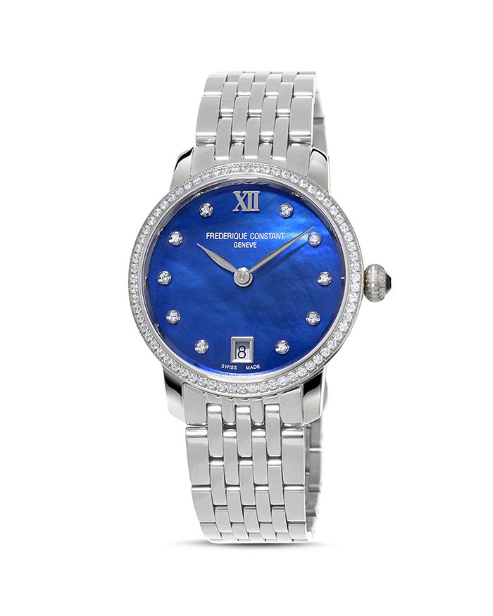 Frederique Constant Slimline Watch, 30mm In Blue/silver