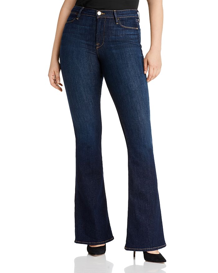 Frame Le Pixie Cropped High-rise Flared Jeans In Dark Denim | ModeSens