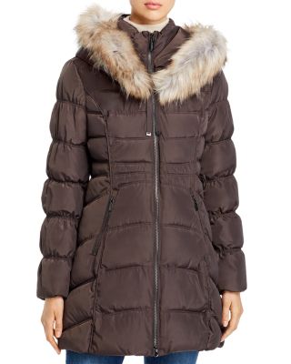 Laundry by Shelli Segal - Faux Fur-Trim Puffer Coat