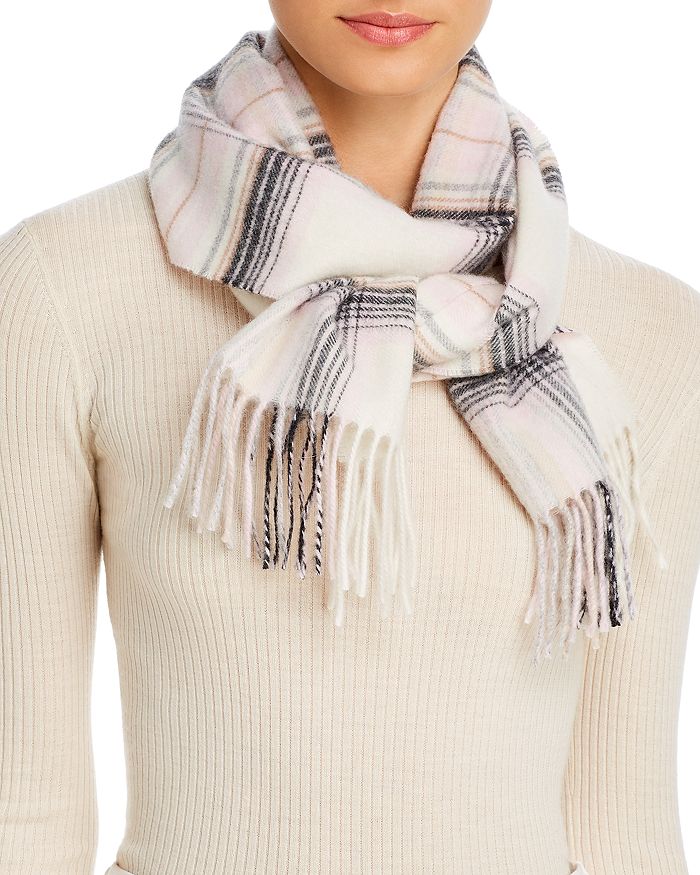 Aqua C By Bloomingdale's Tartan Cashmere Scarf - 100% Exclusive In Off White