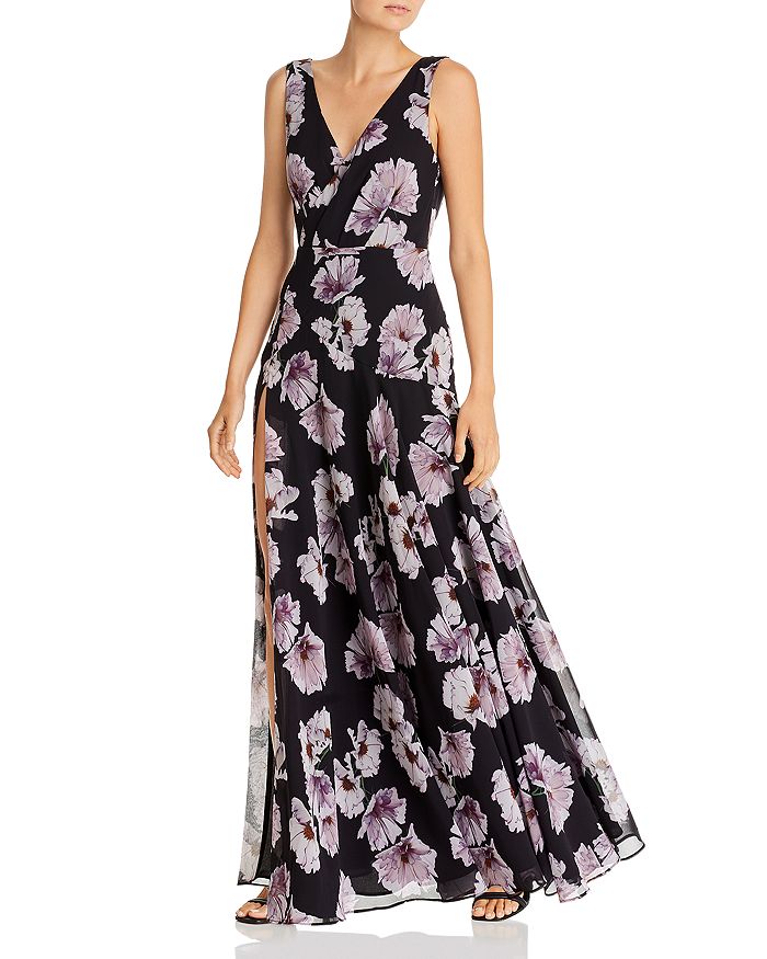Fame And Partners Escala Floral Print Dress In Poppy Black | ModeSens