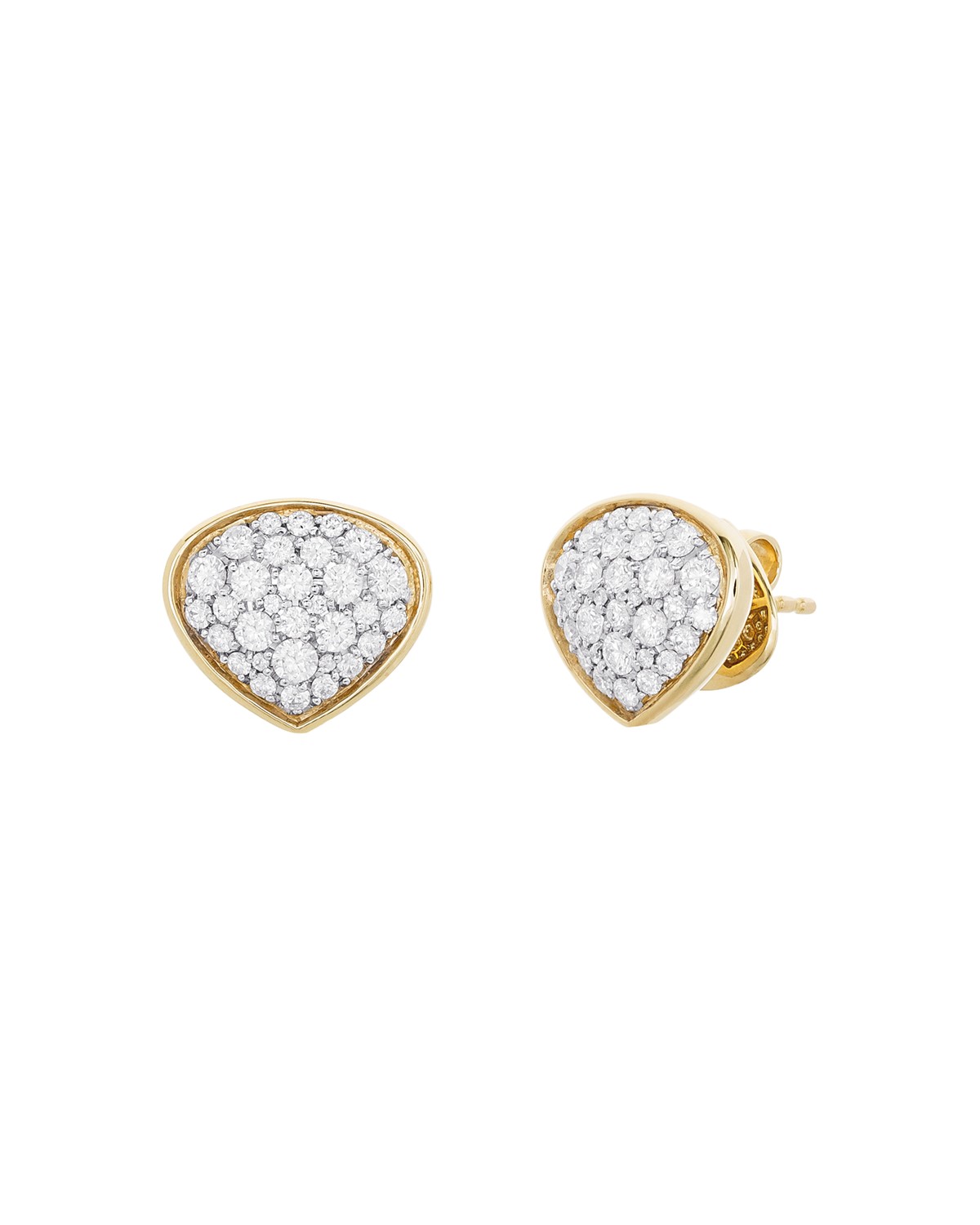 Marina B 18K Yellow Gold Trisola Diamond Stud Earrings in White/Gold