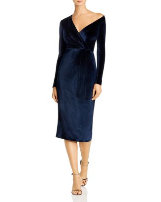 Cushnie Gathered One-Shoulder Velvet Midi Dress | Bloomingdale's